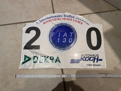 Schild Werbung startnummer oldtimer rally oldtimertreffen Plakette Fiat 130