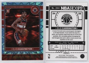 2024-25 Panini NBA Hoops Rookies Teal Explosion Bub Carrington #244 Rookie RC