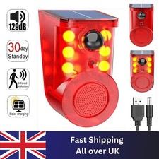 Solar Motion Sensor Alarm 3 Mode Outdoor Alarm 129dB Loud Siren LED Strobe Light