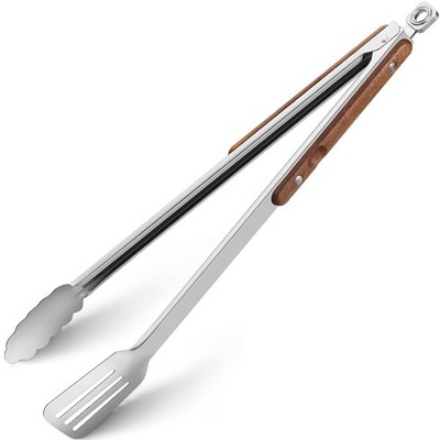 16-Inch Grill Tongs - Extra Long BBQ Tongs with Wood Handles - Heavy Duty Hea...