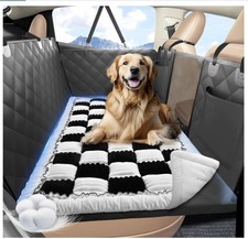 Backseat Pet Bed Mat, Non-Slip Plaid Dog Bed for Car Back Seat, Flannel Backs...