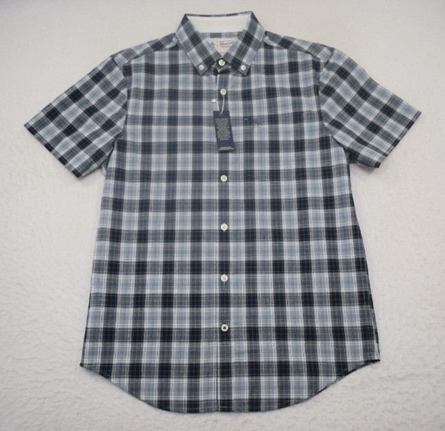 Penguin Button Up Shirt Plaid Short Sleeve Front Pocket Mens Size XL NEW