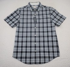 Penguin Button Up Shirt Plaid Short Sleeve Front Pocket Mens Size XL NEW
