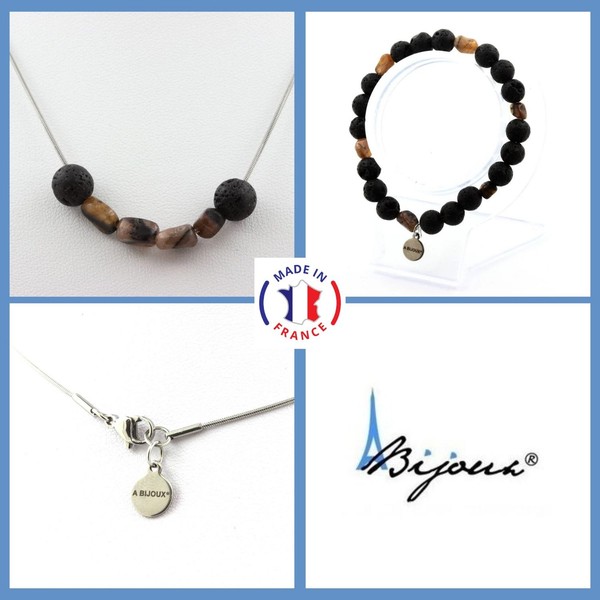 Mineralien Und Edelsteine. Schmuckset Armband Halskette Perlen Andalousi-image