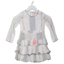 Mim-Pi, Kleid, Größe: 110, Weiß/Schwarz/Gold/Pink, Baumwolle, Mädchen #erU