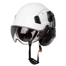 Construction Safety Helmet with Visor Built In Goggle Earmuffs Hard Head Hat Cap