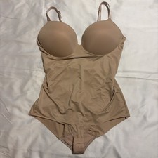 Assets By Spanx Women Beige Wire Free Padded Cups Bodysuit Shapewear XL RN112121