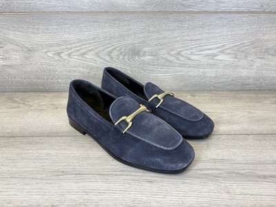 Hotter Amelia blaue flache Damen-Slipper Leder Wildleder Größe UK 5 EU 38