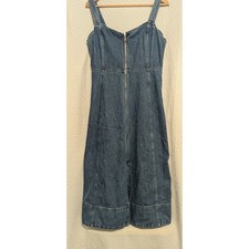 GAP Fit & Flare Zip-Front Denim Dress (Medium Petite)
