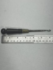 Antique VICTORIAN Shoe Glove Button Hook Wood Metal