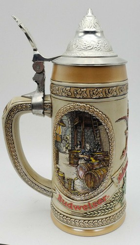 VINTAGE ANHEUSER BUSCH BUDWEISER LIDDED BEER STEIN “B” SERIES-91831 - 第 1/6 張圖片