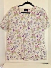 Size Medium Absolute Multicolor Butterfly Scrub Top, Women's