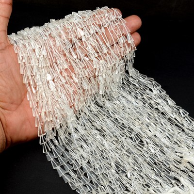 100% Natural Crystal Quartz Gemstone Beads Strand Triangle 13 Inch Wholesale Lot
