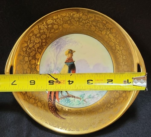 Antique 1922 Hand Painted Pickard Etched China Bowl Bird of Paradise Gold Gilt - Picture 8 of 8