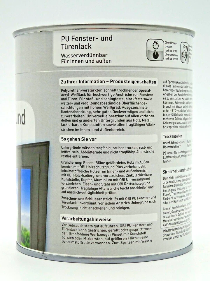 PU Fenster- & Türenlack blockfester PU-Acryllack deckend glänzend / seidenmatt - Bild 3 von 4