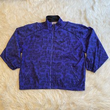 Vintage 90’s Reebok Indigo Poison Ivy Print Windbreaker Jacket Women’s Size Xl