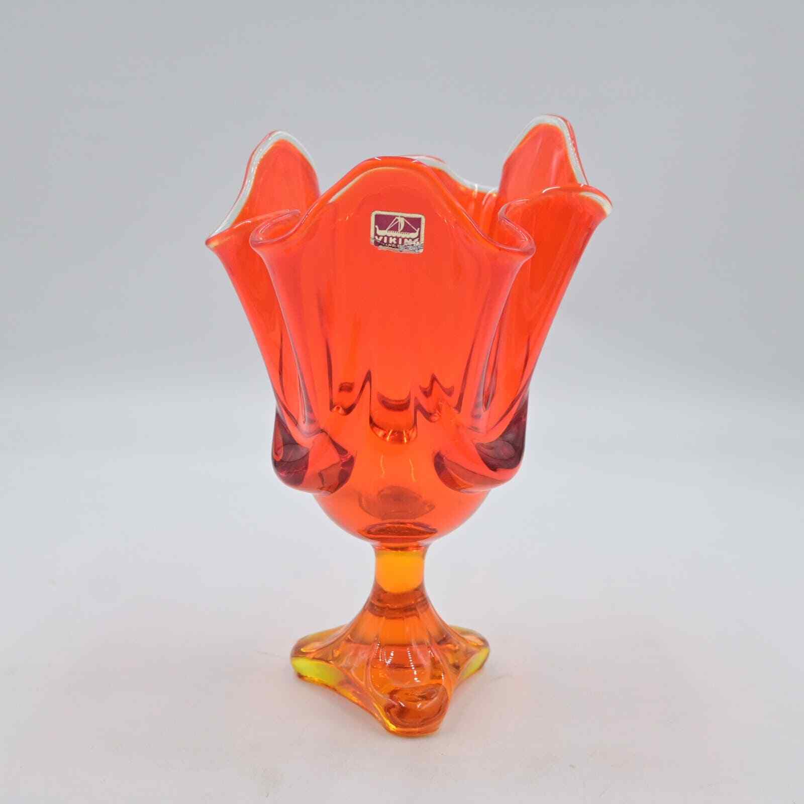 Vintage Mid Century Modern Viking Glass Persimmon Orange Handkerchief