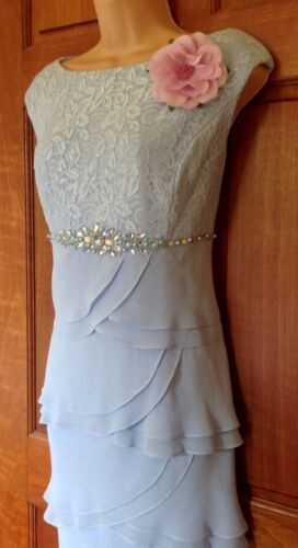 ELIZA J (16) Blue, Silver Sparkled, Layered Cocktail Party Dress /Weddings/Races - Zdjęcie 1 z 8
