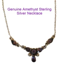 Gifts for Girlfriend - Sterling Silver Amethyst Bib Statement Necklace