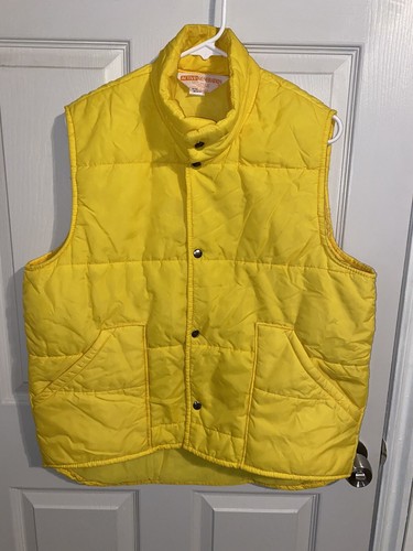 Vintage Active Generation Puffer Vest Made in USA Sz Large Yellow