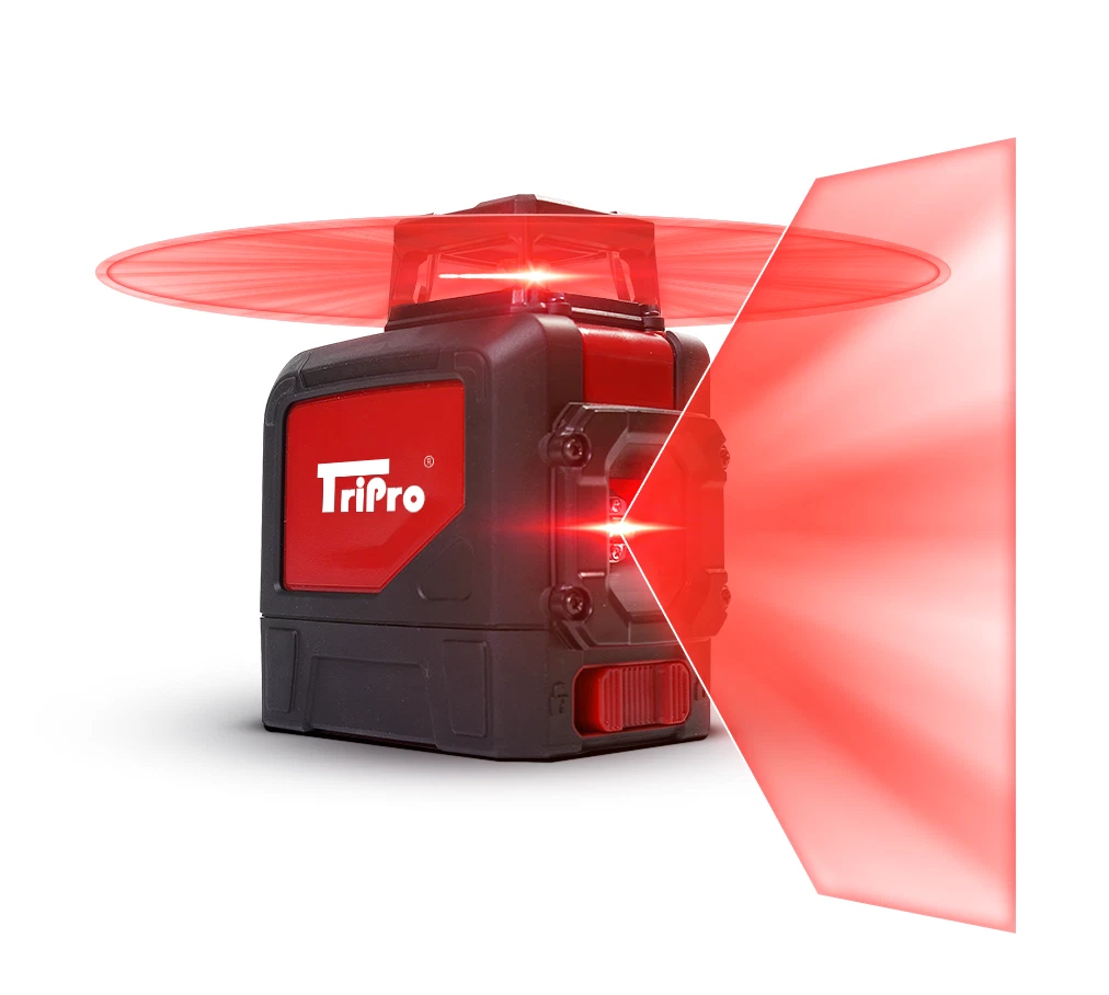 3D 360 Plane Line Auto Level Red Rotary Cross Laser TriPro Receiver Detector