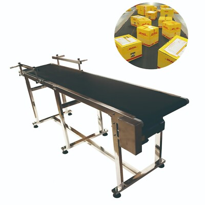 #ad 82.6quot;Lx15.7quot;W PVC Belt Flat Industrial Transport Conveyor w 2 Guardrails 110V $1159.00