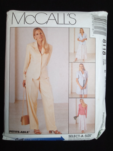 McCALL'S UNCUT 90s Pattern 8118 Misses Size 8-10-12 Jacket Pants Shorts Skirt - Picture 8 of 8