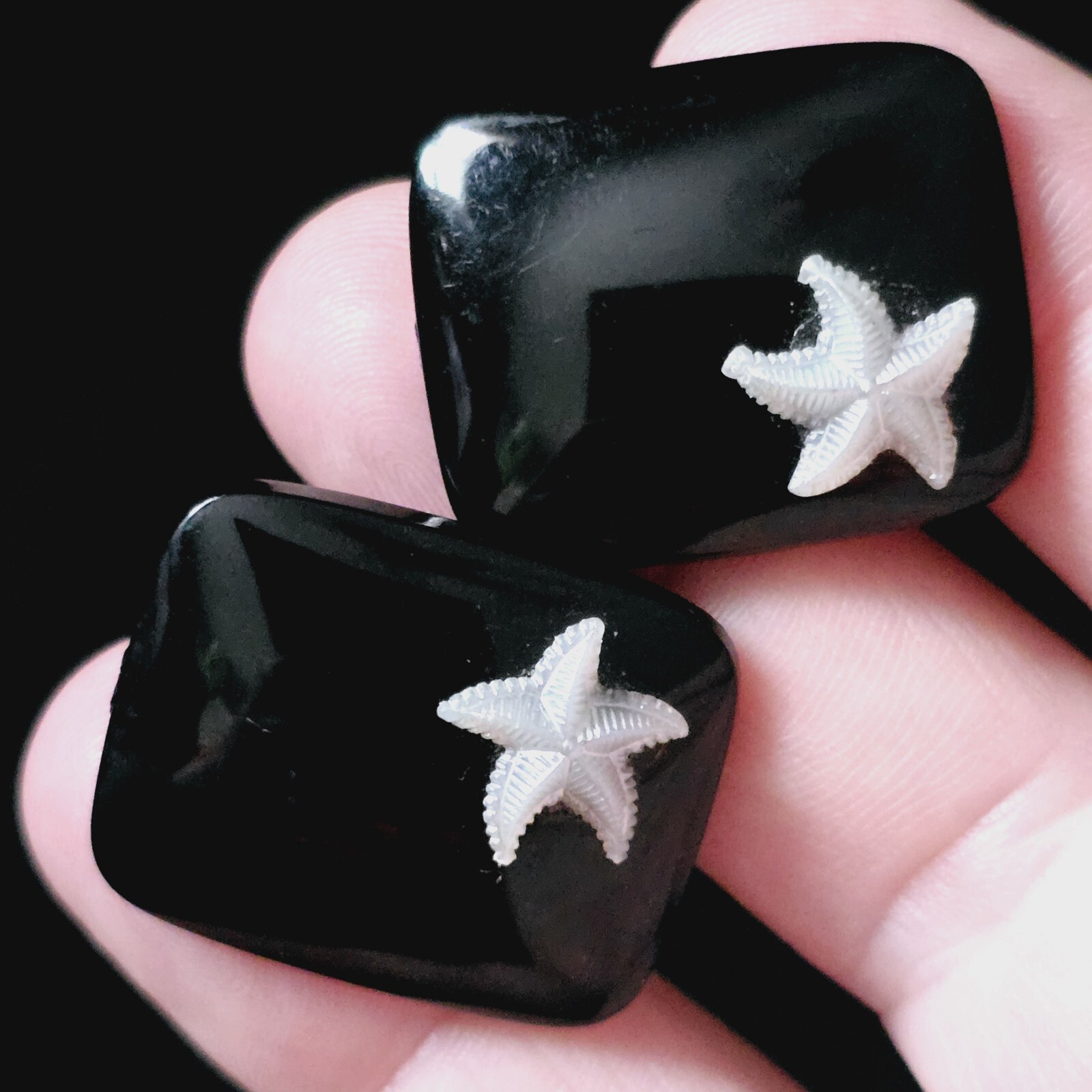 Vintage Rectangular Black Plastic Cufflinks With … - image 12