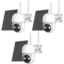 3PK Solar Camera 4MP Outdoor Battery IP Camera Wireless WiFi with Solar Panel