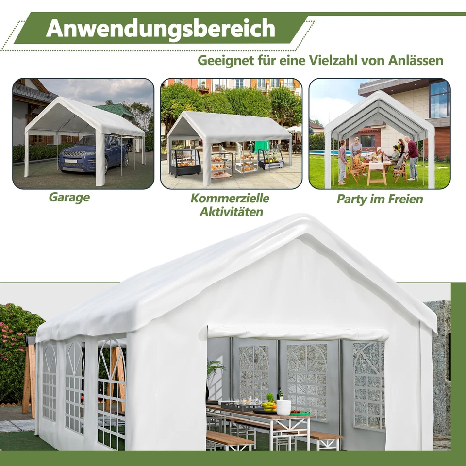 Partyzelt 3x6m, 4x6m Festzelt Pavillon Gartenzelt mit Fenstern Bierzelt weiß - Bild 4 von 4