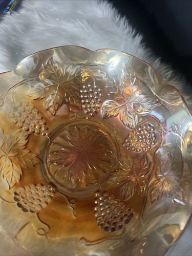 FENTON CALÉNDULA CARNAVAL CUENCO DE VIDRIO UVA PATRÓN DE VID 2,5 Alto 8" Diámetro - Imagen 3 de 5