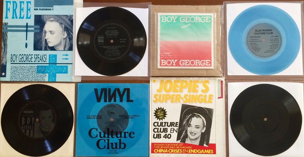 CULTURE CLUB BOY GEORGE *RARE 1982 - 1987 UK &frasl; JAPAN 6x FLEXI DISC BLUE  COLOURED