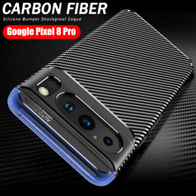 For Google Pixel 8a 8 9 Pro XL Case Carbon Fiber Slim Cover, Screen Protector