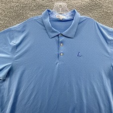 Peter Millar Summer Comfort Polo Shirt Men 2XL XXL Blue Horseshoe All Over Print