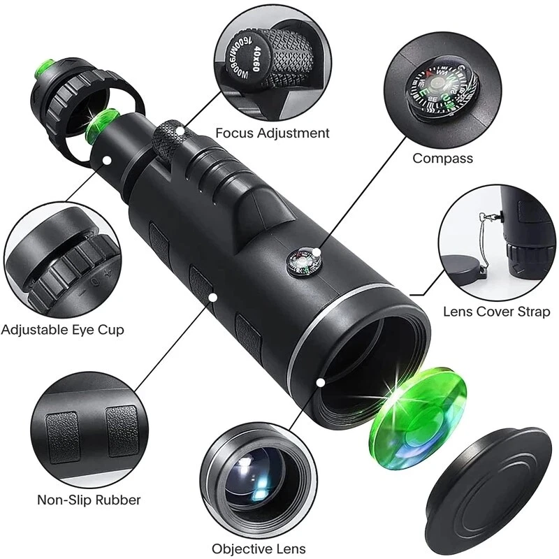 HD 80x100 Phone Camera Zoom Lens Monocular Telescope Hiking Hunting with Tripod - Image 4 of 4