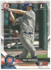 Cole Roederer Chicago Cubs 2018 Bowman Draft 1st Bowman Card