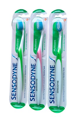 3 x SENSODYNE Multicare  Medium Toothbrush Silky Bristles for Sensitive Teeth