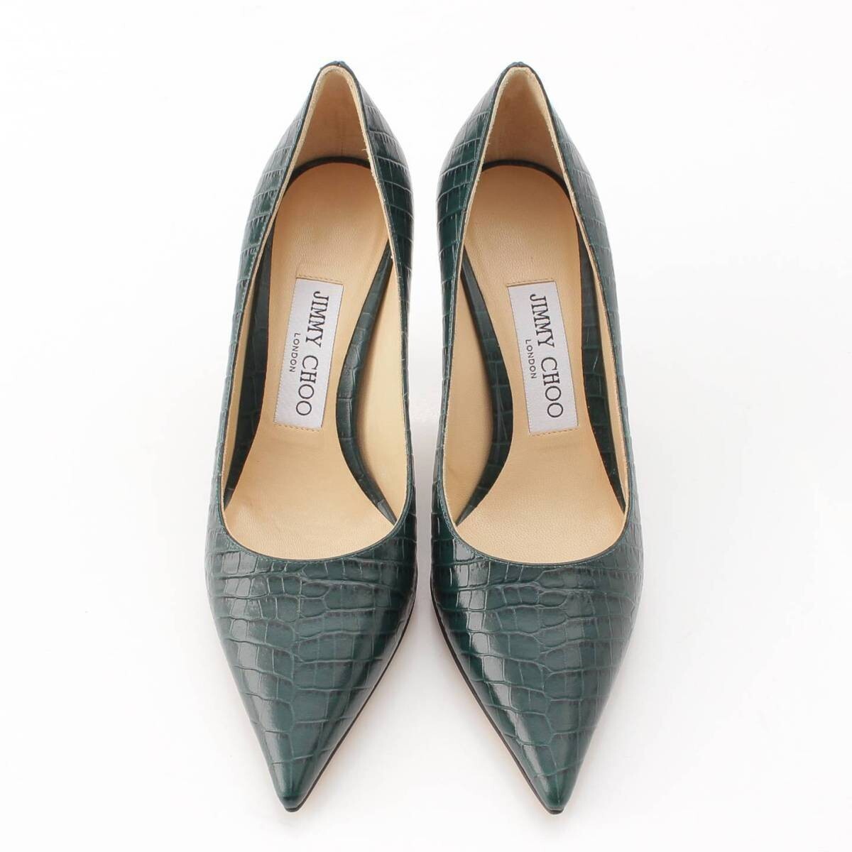 Auth Jimmy Choo ROMY 85 Crocodile Embossed Leather Heel Auth Jimmy Choo ROMY 85 Crocodile Embossed Leather Heel