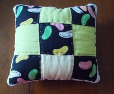 Vintage 1950 Quilted Pillow Machine Pieced Nine Square Quilt Block Muslin Back