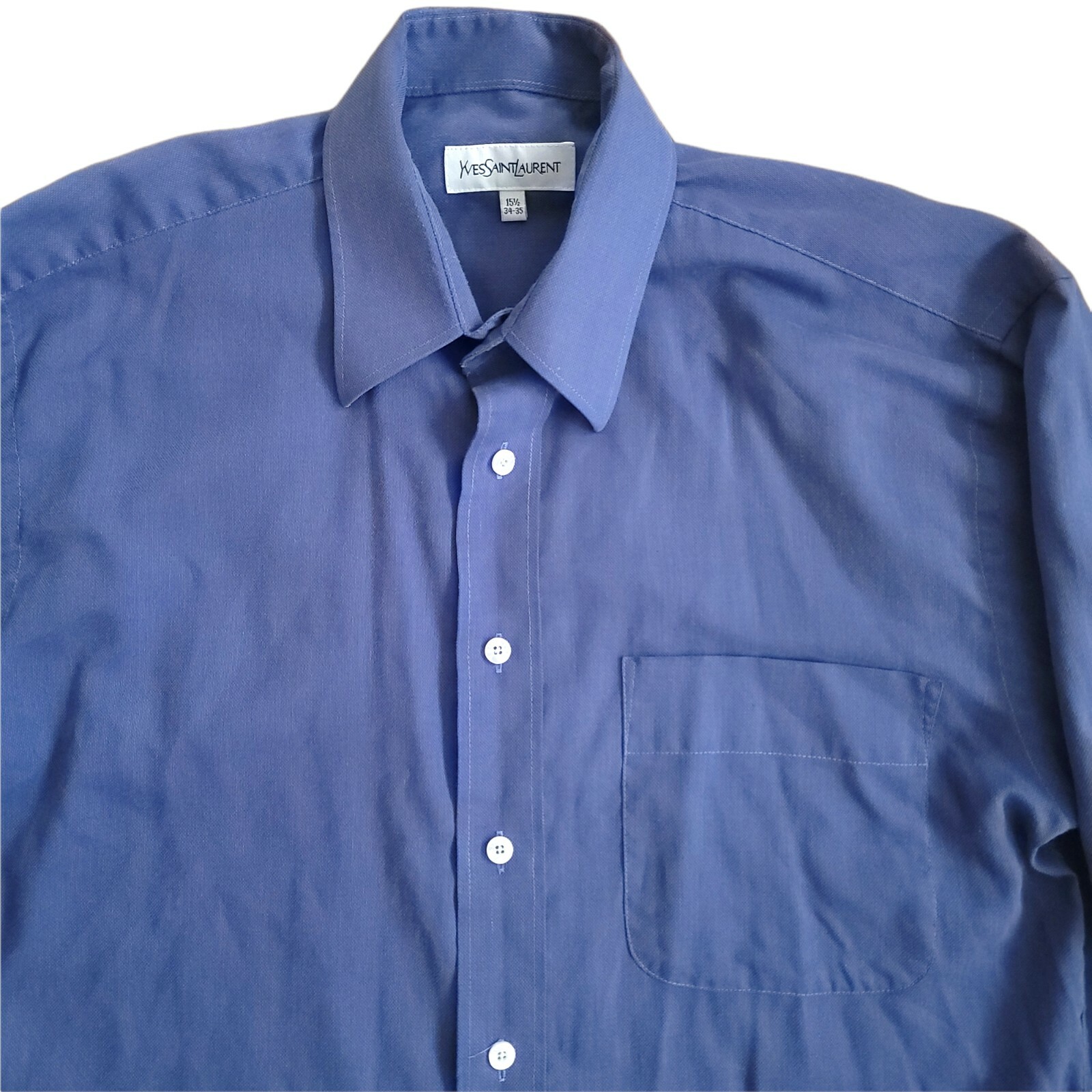 Camicia abito blu Yves Saint Laurent YSL da uomo 15 5 polsini francesi manica lunga