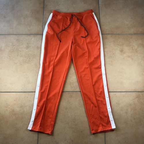 Orange Track Pants Sides Snap Button 