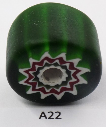 Green Centerpiece Chevron African Trade Bead   A22  BG 66 - Picture 1 of 2
