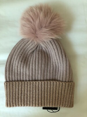 Sofia Cashmere Sequin Beanie Fox Fur Pom Hat Gray NEW $295 Retail Sofia Cashmere | Accessories | Sofia Cashmere Gray Cashmere  main image 3