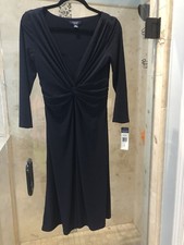 Chaps NWT Modest sheath dress navy blue Long Sleeve New Small S