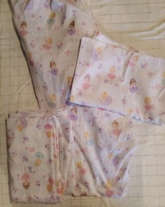 BALLERINA PATTERN KIDS 3 PIECE TWIN SHEET SET FITTED, FLAT, PILLOWCASE PREOWNED
