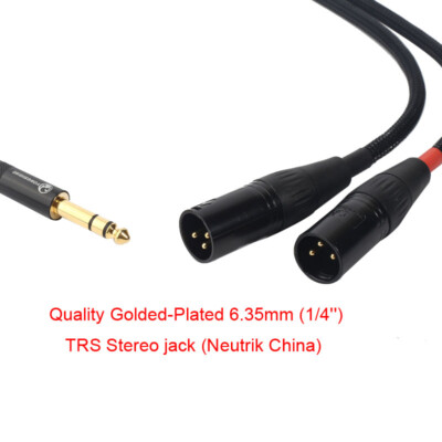 Y85 6.35mm(1/4'') Jack Stereo to Dual(2) unbalanced XLR(m) 4N-OFC 2ft-17ft