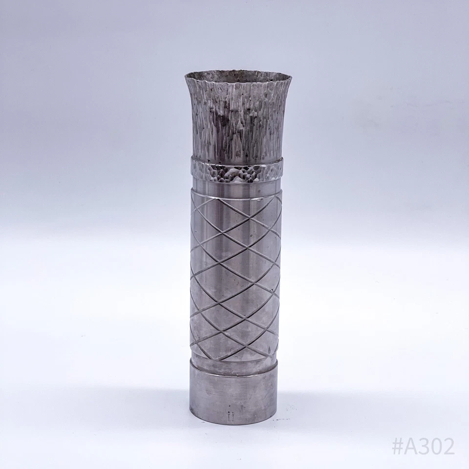 Vintage 70er Jahre Design Vase Hammerschlag Handarbeit | 5,5x21,5cm - Bild 3 von 4