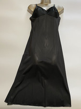 Vintage VANITY FAIR FULL SLIP Black Size 34 BF Small LACE Semi Sheer Nylon Lace