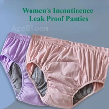 2 Pack Female Incontinence Underwear Diaper Pants Washable Leak-proof Washable