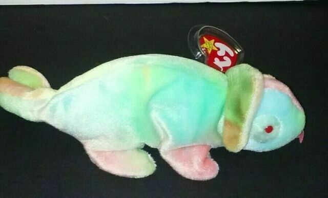 Ty Beanie Baby Original Rainbow The Iguana Chameleon, 1997
